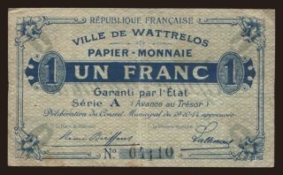 Wattrelos, 1 franc, 1914