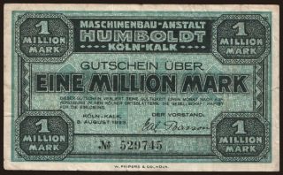 Köln-Kalk/ Maschinenbau-Anstalt Humboldt, 1.000.000 Mark, 1923