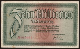 Wetzlar/ Stadt, 10.000.000 Mark, 1923
