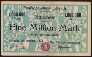 Lörrach/ Stadt, 1.000.000 Mark, 1923