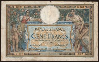 100 francs, 1908, LOM