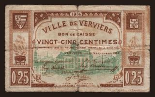 Verviers, 25 centimes, 1914