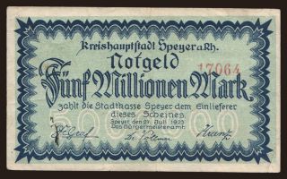 Speyer/ Stadt, 5.000.000 Mark, 1923
