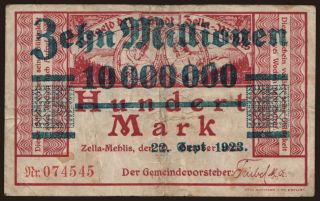 Zehla-Mehlis/ Stadt, 10.000.000 Mark, 1923