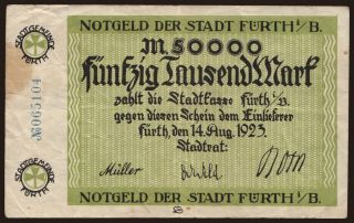 Fürth/ Stadt, 50.000 Mark, 1923