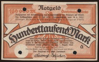 Dortmund-Hörde/ Stadt- und Landkreise, 100.000 Mark, 1923