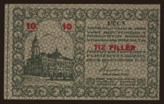 Pécs, 10 fillér, 1919