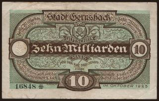 Gernsbach/ Stadt, 10.000.000.000 Mark, 1923