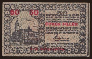 Pécs, 50 fillér, 1919