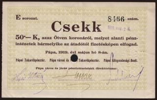 Pápa, 50 korona, 1919