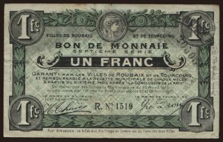 Roubaix, 1 franc, 1916