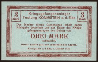 Königstein, 3 Mark, 1915