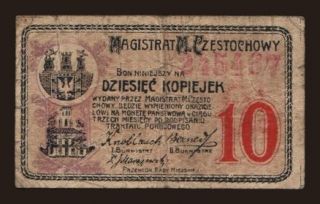 Czestochowa, 10 kopiejek, 1916