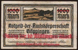 Göppingen/ Stadt, 10.000.000 Mark, 1923