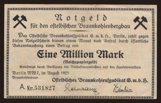 Berlin/ Ostelbisches Braunkohlensyndikat G.m.b.H., 1.000.000 Mark, 1923