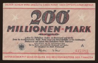 Dortmund-Hörde/ Magistrat der Stadt, 200.000.000 Mark, 1923