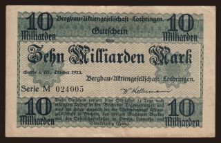 Gerthe/ Bergbau Aktiengesellschaft Lothringen, 10.000.000.000 Mark, 1923