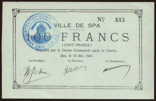 Spa, 100 francs, 1940