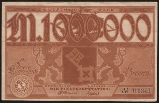 Bremen/ Stadt, 1.000.000 Mark, 1923