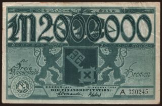 Bremen/ Stadt, 2.000.000 Mark, 1923