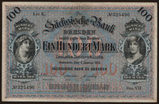 Sächsische Bank zu Dresden, 100 Mark, 1911