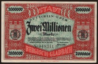 Bergisch-Gladbach/ Stadt, 2.000.000 Mark, 1923