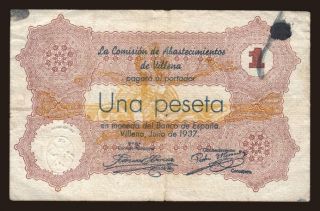 Villena, 1 peseta, 1937