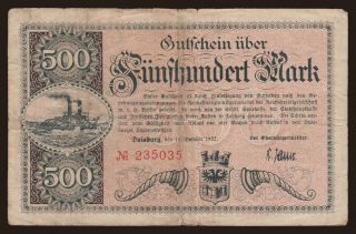 Duisburg/ Stadt, 500 Mark, 1922