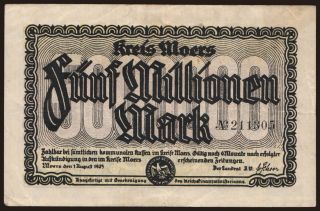 Moers/ Kreis Moers, 5.000.000 Mark, 1923