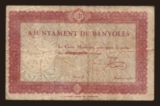 Banyoles, 50 centimos, 1937