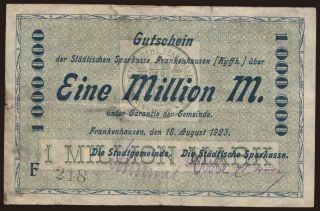 Frankenhausen/ Stadt und Städtische Sparkasse, 1.000.000 Mark, 1923