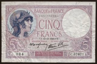 5 francs, 1940