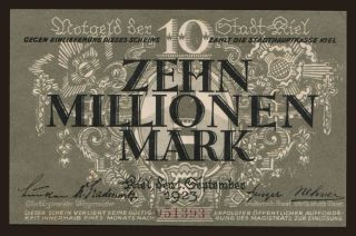 Kiel/ Stadt, 10.000.000 Mark, 1923