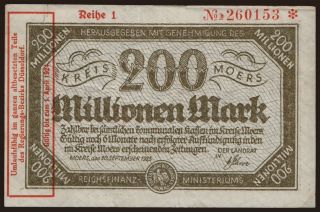 Moers/ Kreis Moers, 200.000.000 Mark, 1923
