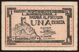 Alhame de Murcia, 1 peseta, 1937
