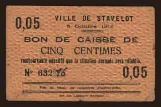 Stavelot, 5 centimes, 1915