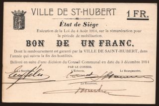Saint-Hubert, 1 franc, 1914