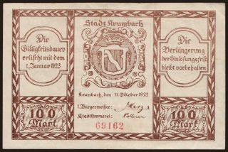 Krumbach/ Stadt, 100 Mark, 1922