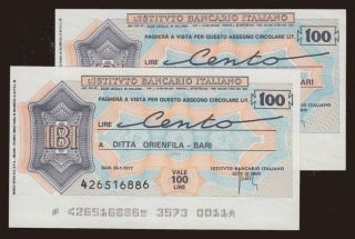 L Istituto Bancario Italiano, 100 lire, 1977, (2x)