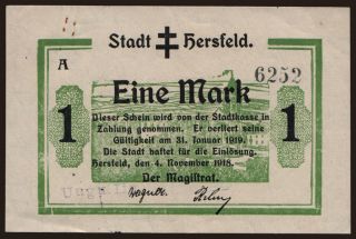 Hersfeld/ Stadt, 1 Mark, 1918