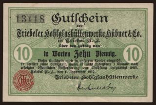 Triebel/ Hohlglashüttenwerke Hübner & Co., 10 Pfennig, 1919