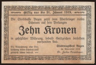 Bozen, 10 Kronen, 1918