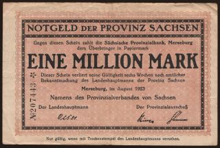 Merseburg/ Provinzialverband von Sachsen, 1.000.000 Mark, 1923
