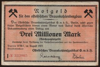 Berlin/ Ostelbisches Braunkohlensyndikat G.m.b.H., 3.000.000 Mark, 1923
