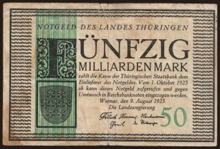 Weimar/ Landesregierung, 50.000.000.000 Mark, 1923