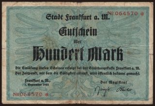 Frankfurt a M./ Stadt, 100 Mark, 1922