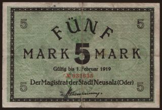 Neusalz/ Stadt, 5 Mark, 1918