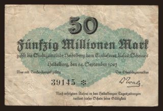 Heidelberg/ Stadt, 50.000.000 Mark, 1923