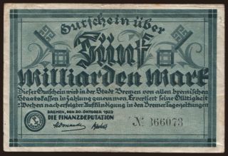 Bremen/ Stadt, 5.000.000.000 Mark, 1923
