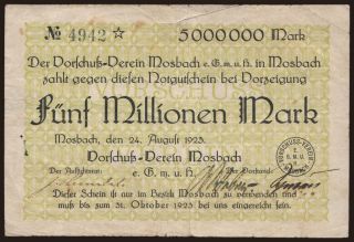Mosbach/ Vorschuss-Verein Mosbach, 5.000.000 Mark, 1923